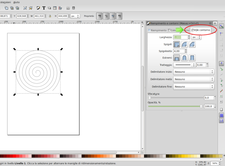 Come Disegnare una spirale con inkscape